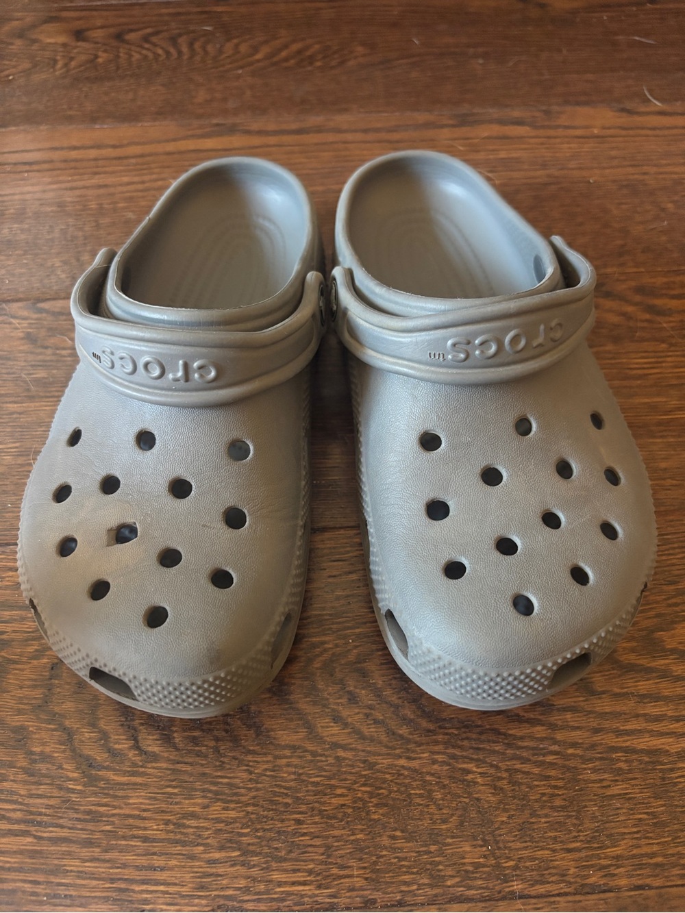 Slate grey classic clog Crocs. Size 3